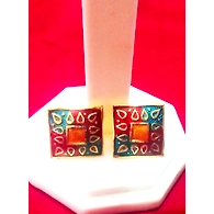 JE020 Meenakari Enamel Bronze Ear Tops