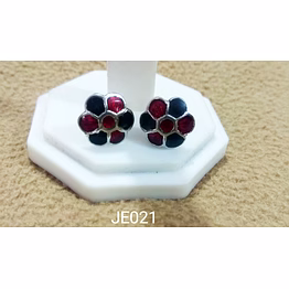 je021 meenakari enamel bronze ear tops