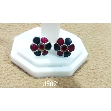 JE021 Meenakari Enamel Bronze Ear Tops-2