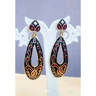 JE022 Meenakari Enamel Bronze Earrings