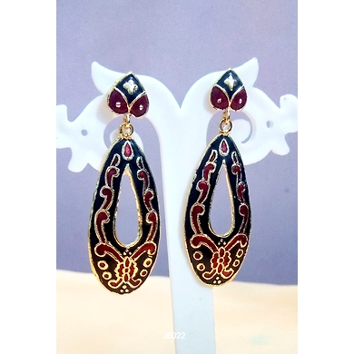 JE022 Meenakari Enamel Bronze Earrings-JE022