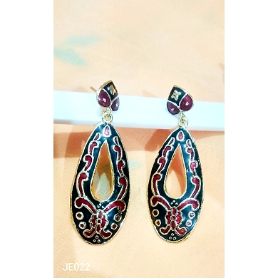 JE022 Meenakari Enamel Bronze Earrings-2