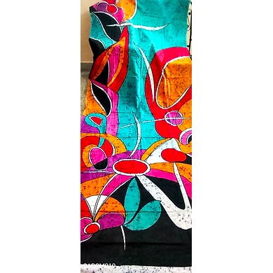 SABCM019 Handwoven Hand Batik and Hand Painted Cotton Mulmul Saree with Running Blouse-SABCM019