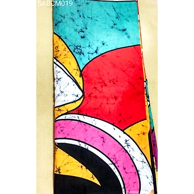 SABCM019 Handwoven Hand Batik and Hand Painted Cotton Mulmul Saree with Running Blouse-2