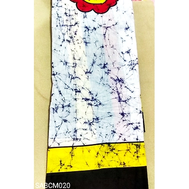 SABCM020 Handwoven Hand batik and Hand Painted Cotton Mulmul Saree with Running Blouse-4