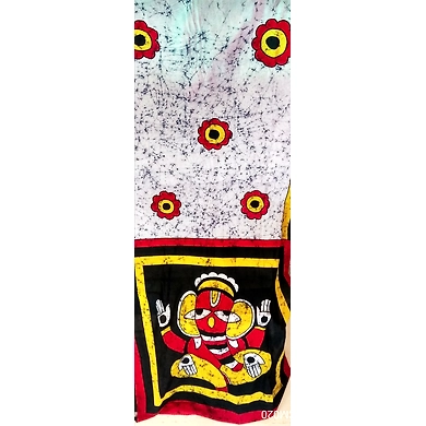 SABCM020 Handwoven Hand batik and Hand Painted Cotton Mulmul Saree with Running Blouse-1
