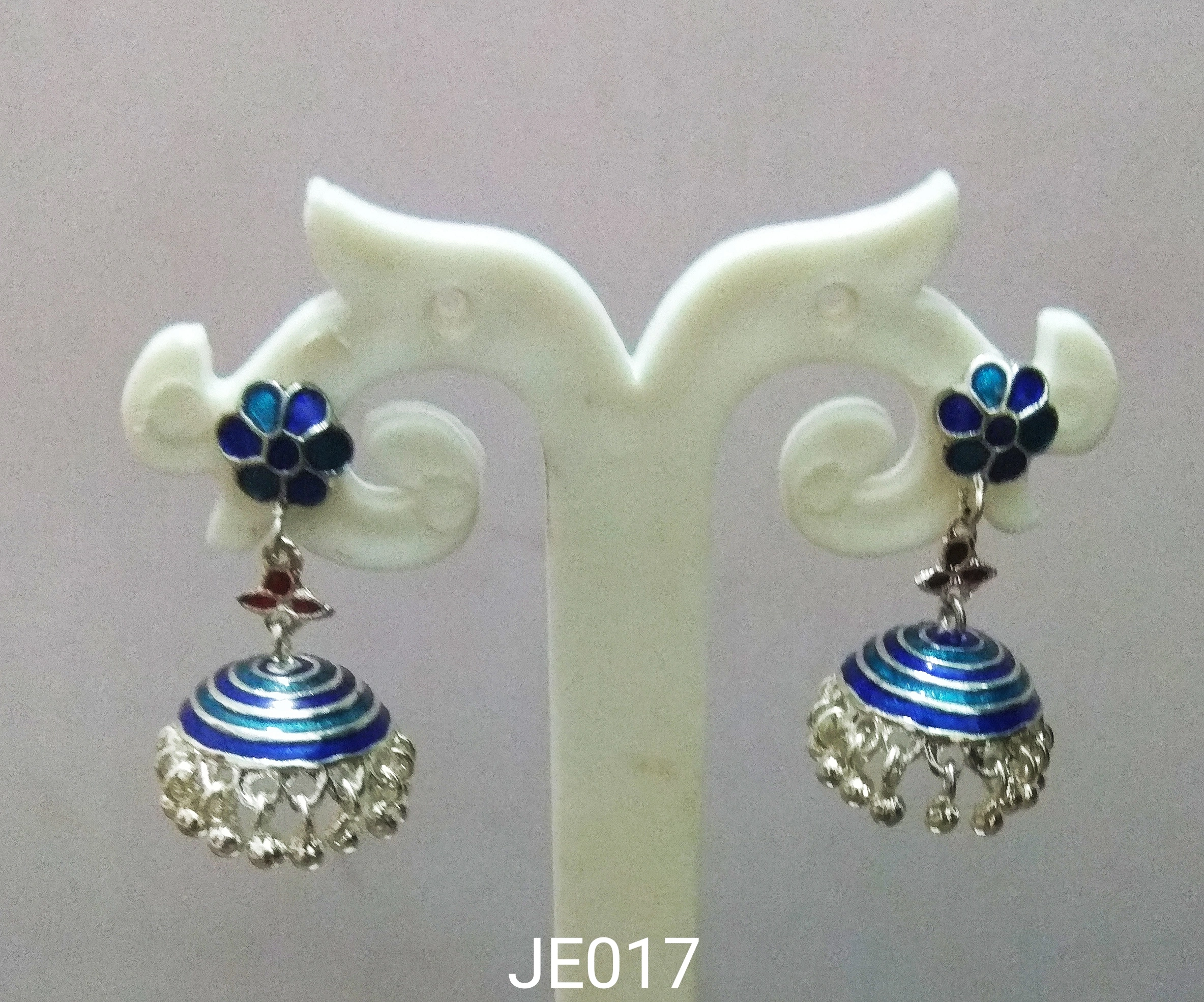 JE017 Meenakari Enamel Bronze Jhumka Earrings-1