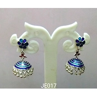 JE017 Meenakari Enamel Bronze Jhumka Earrings