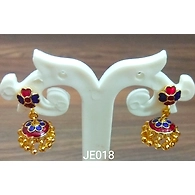 JE018 Meenakari Enamel Bronze Jhumka Earrings