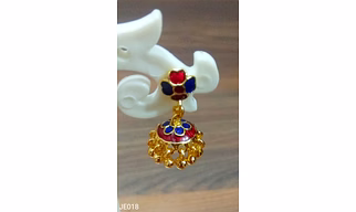 JE018 Meenakari Enamel Bronze Jhumka Earrings