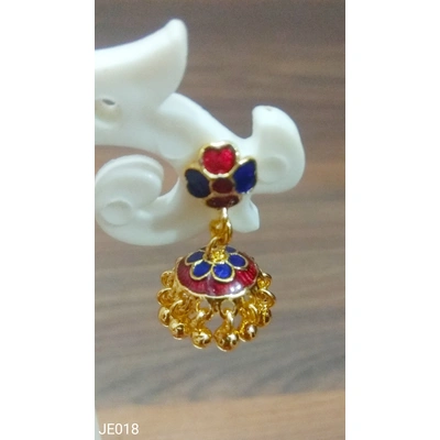 JE018 Meenakari Enamel Bronze Jhumka Earrings