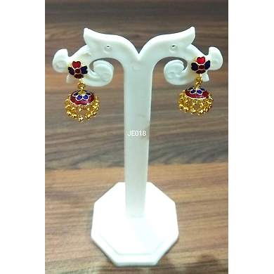 JE018 Meenakari Enamel Bronze Jhumka Earrings-2