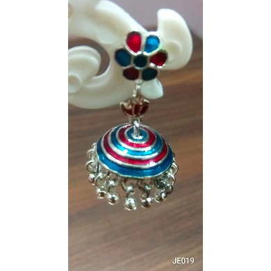 JE019 Meenakari Enamel Bronze Jhumka Earrings-JE019
