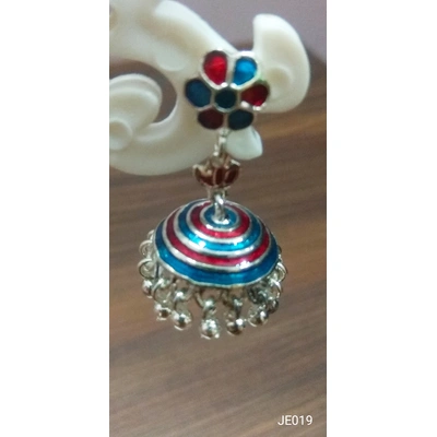 JE019 Meenakari Enamel Bronze Jhumka Earrings