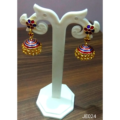 JE024 Meenakari Enamel Bronze Jhumka Earrings-1
