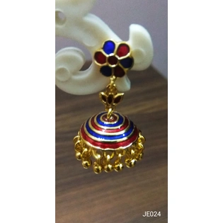 JE024 Meenakari Enamel Bronze Jhumka Earrings
