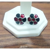 JE021 Meenakari Enamel Bronze Ear Tops