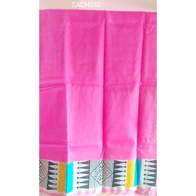SACH032 Chanderi Silk Saree with Running Blouse Piece-SACH032
