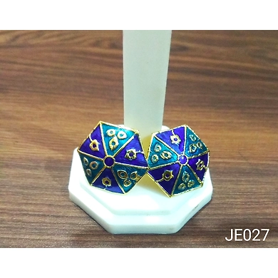 JE027 Meenakari Enamel Bronze Ear Tops-2