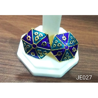 JE027 Meenakari Enamel Bronze Ear Tops-1