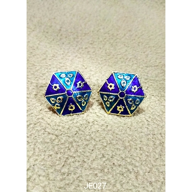 JE027 Meenakari Enamel Bronze Ear Tops-JE027