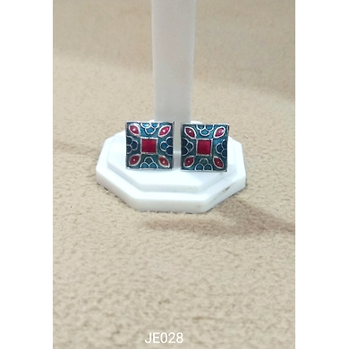 JE028 Meenakari Enamel Bronze Ear Tops-1