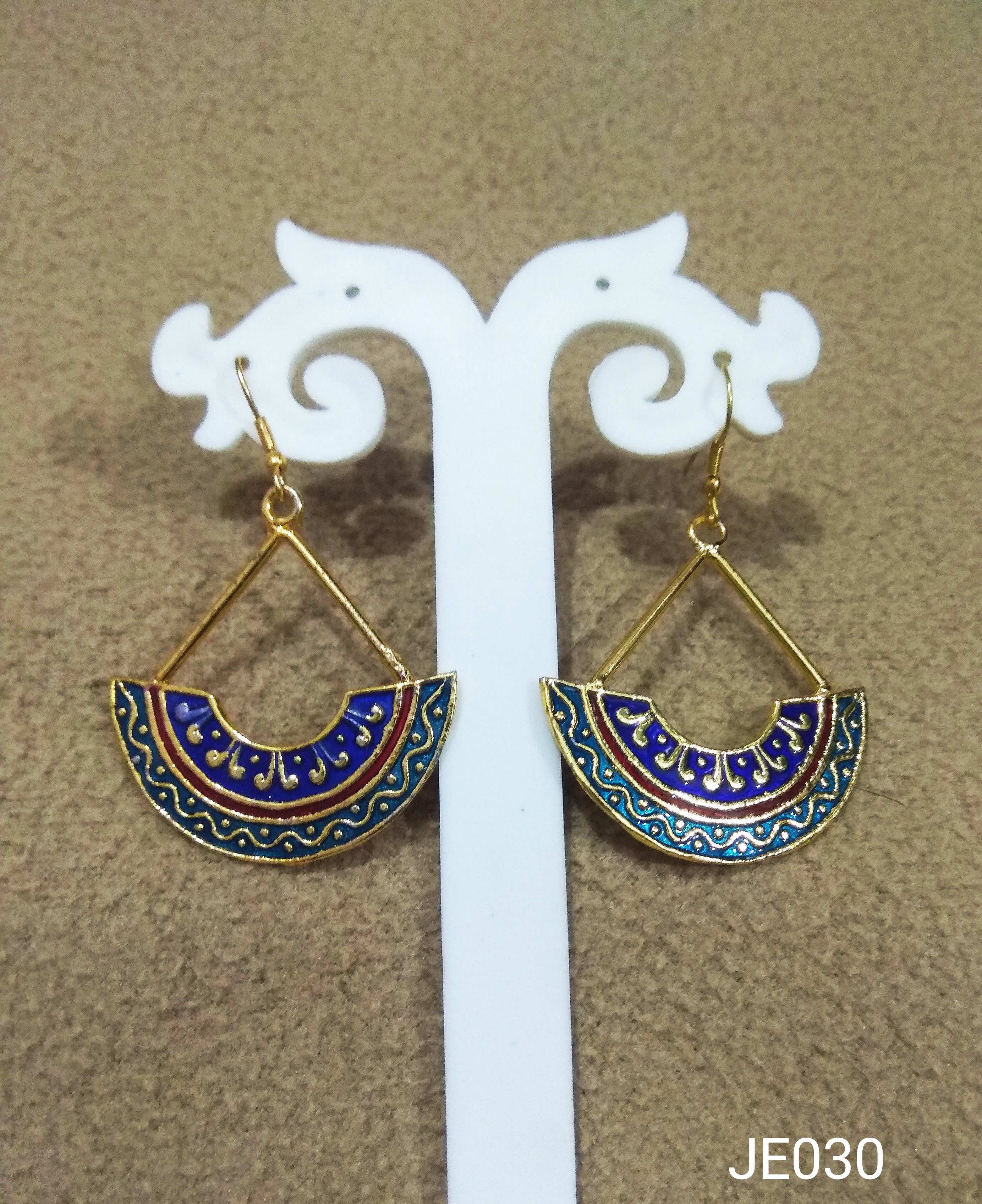 JE030 Meenakari Enamel Bronze Earrings-1