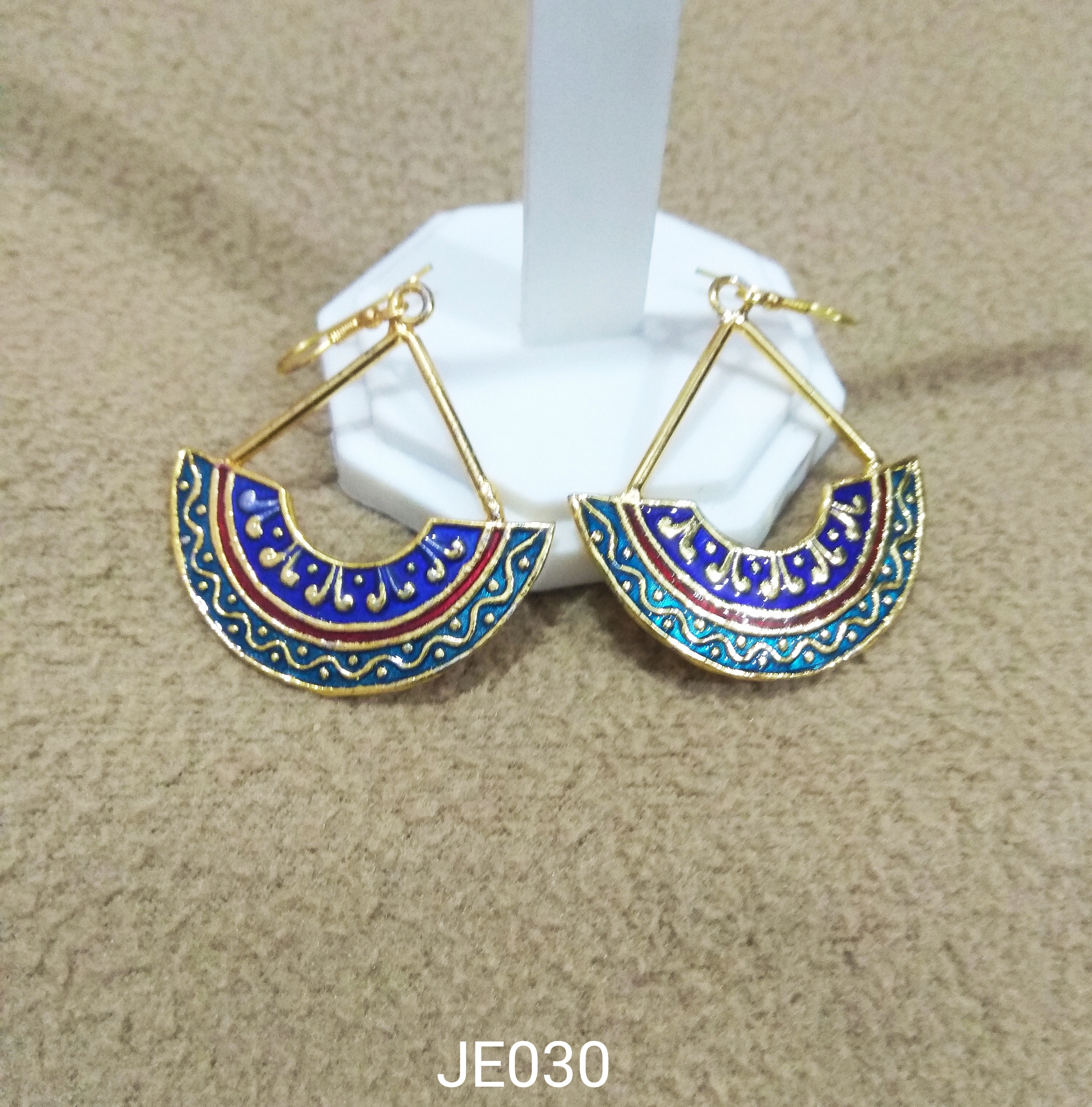 JE030 Meenakari Enamel Bronze Earrings-JE030