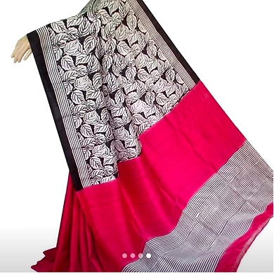 SAMS035 Bengal Handloom Murshidabad Silk Saree with running Blouse piece-SAMS035