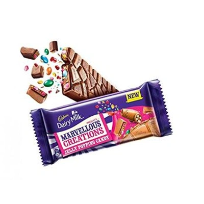 CADBURY DAIRY MILK MARVELLOUS CREATIONS JELLY POPPING CANDY 2 x 75GM (PACK OF 2)