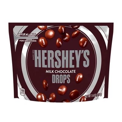 HERSHEY'S Milk Chocolate Drops Pouch, 7.6 oz