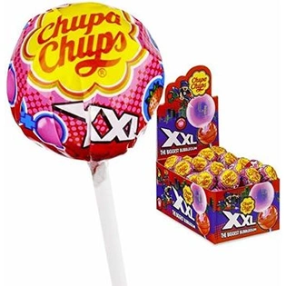 Chupa Chups XXL Lollipop with Bubble Gum Strawberry Flavour Box 25 Pcs (25 X 29g), 725g