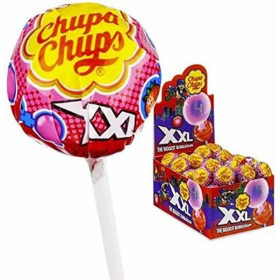 Chupa Chups XXL Lollipop with Bubble Gum Strawberry Flavour Box 25 Pcs (25 X 29g), 725g
