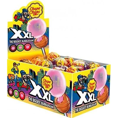 Chupa Chups XXL Biggest Bubblegum Tutti Frutti Flavour Lollipops in Cola, Apple & Strawberry Flavour ( 25 X 29g ), 725g