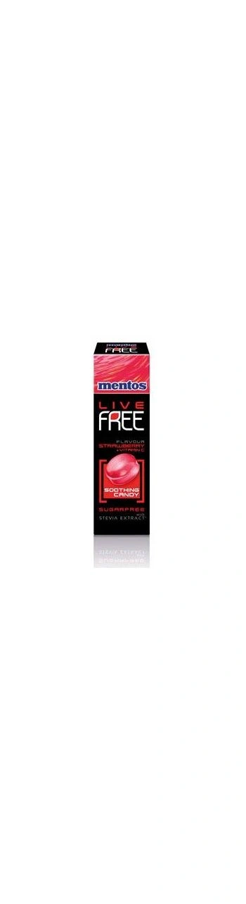 Mentos Live Free Strawberry Flavour Hard Candy Sugar Free Sweetened with Stevia Extract, 33g-CON_FEC76726