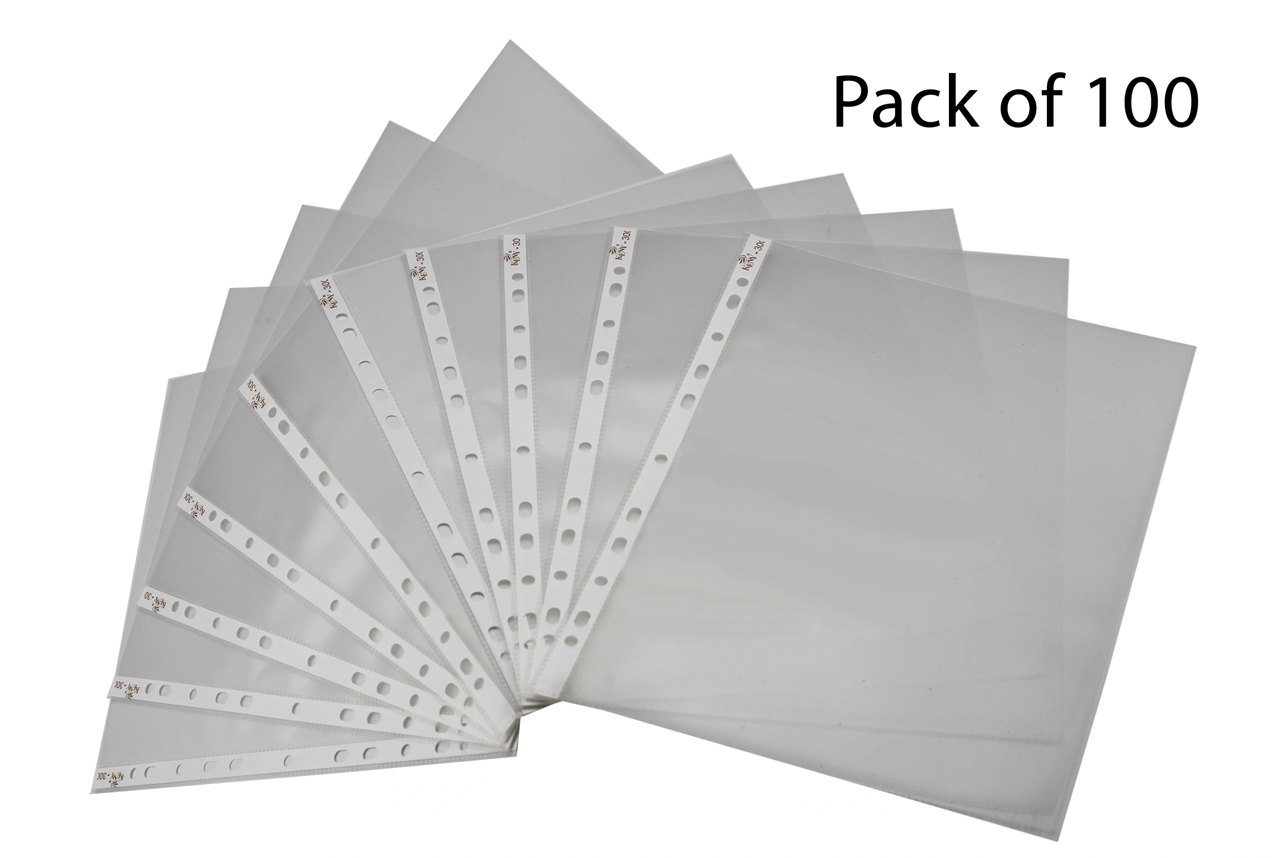 Keny Stationery Transparent Sheet Protectors | Pack of 100 | A4 Size Leaf | Clear Top Loading 11 Hole Water Proof Document Sleeves | Thin 50 Microns (810 SPA 50)-Transparent-A4-2