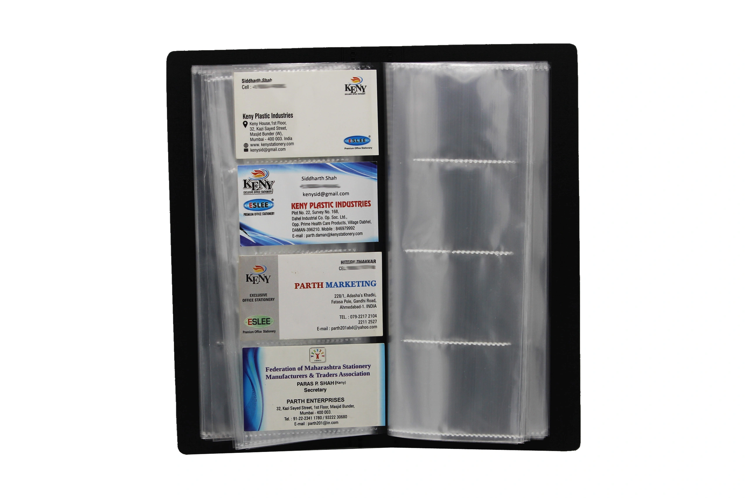 Keny Stationery Multipurpose Visiting Card Organizer Case | Large Capacity: 2 Folders of 240 Cards Each in a Box| Eco-Friendly Made from Recycled Plastic | Transparent Slots Holder | Ideal for Business &amp; Membership Cards | Slim &amp; Portable Book | (754/240B)-BLACK-240 Cards With Box-1