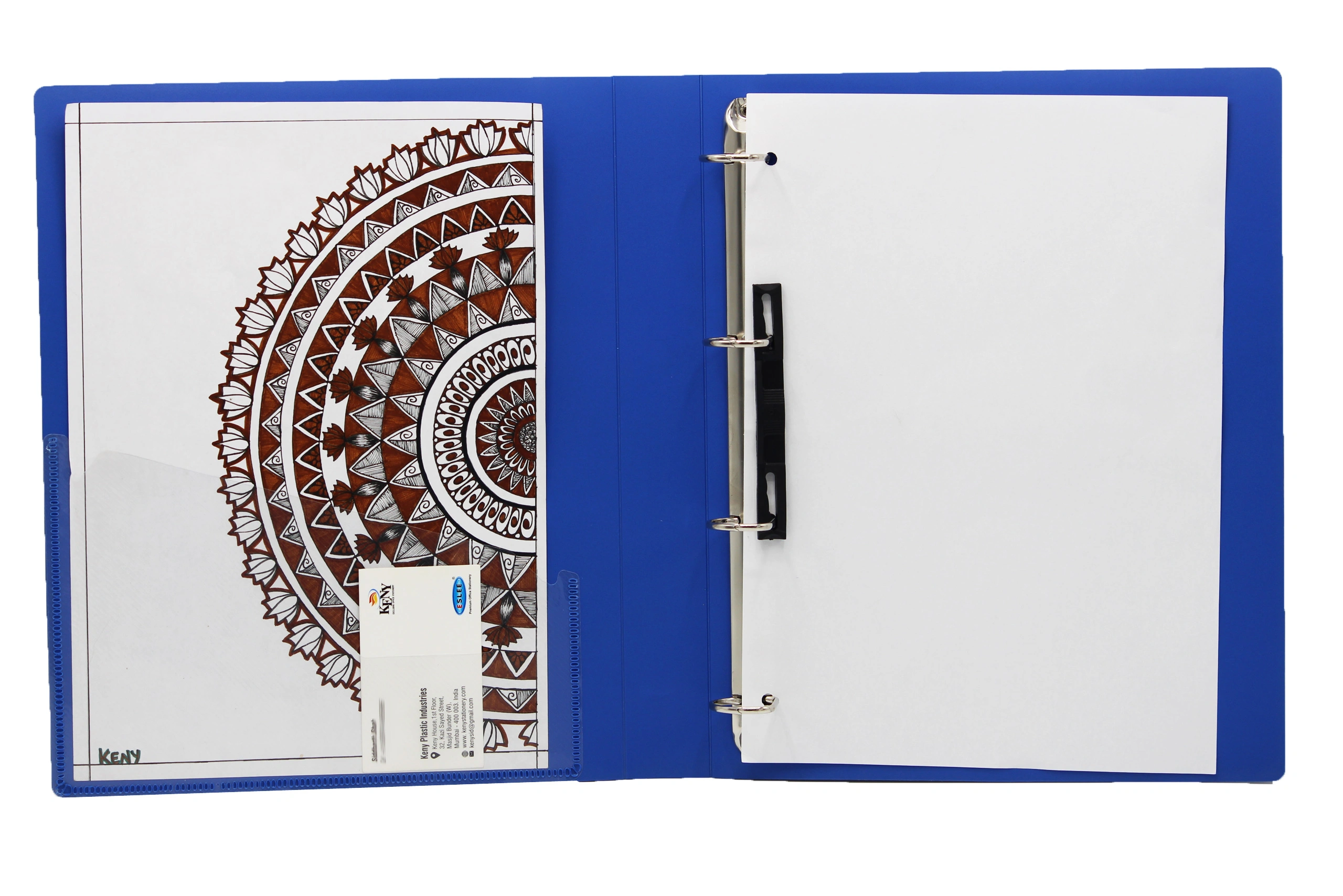 Keny Stationery 4D Ring Binder File | 4D shaped 25mm Rings | Best for A4 Size Paper | Durable Box File for Documents, Projects and Certificates | Eco-friendly Made from Recycled Plastic | (824A44D)-BLUE-A4-4D Shaped With 25mm Rings-2