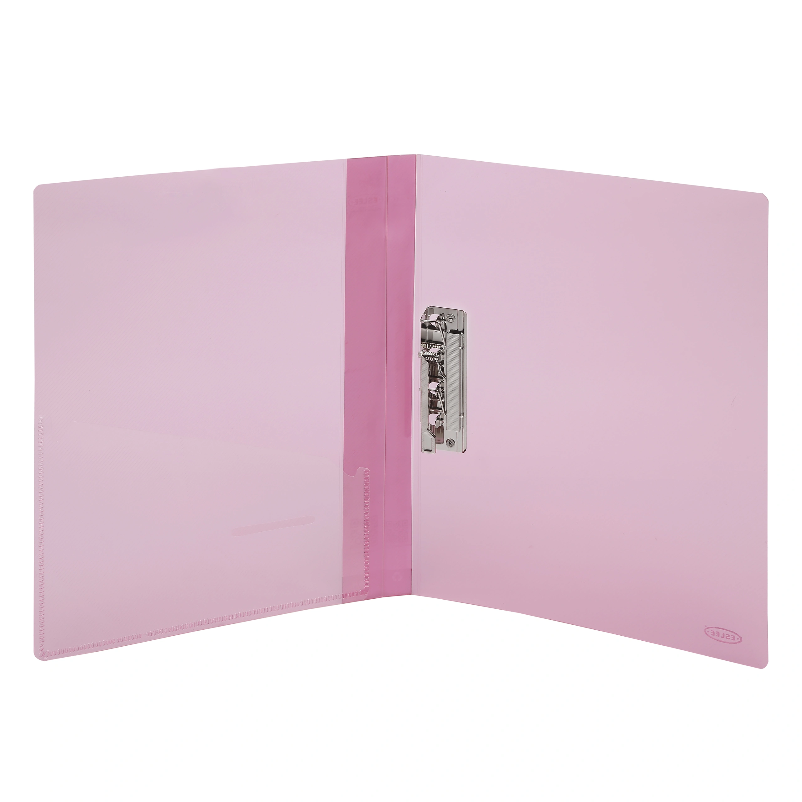 Eslee Punchless Clip File | Best for FC / FS / Foolscap / Legal Size Paper | Transparent Crossline Texture | Timex Clip | (EC21FC)-Pink-FC-1