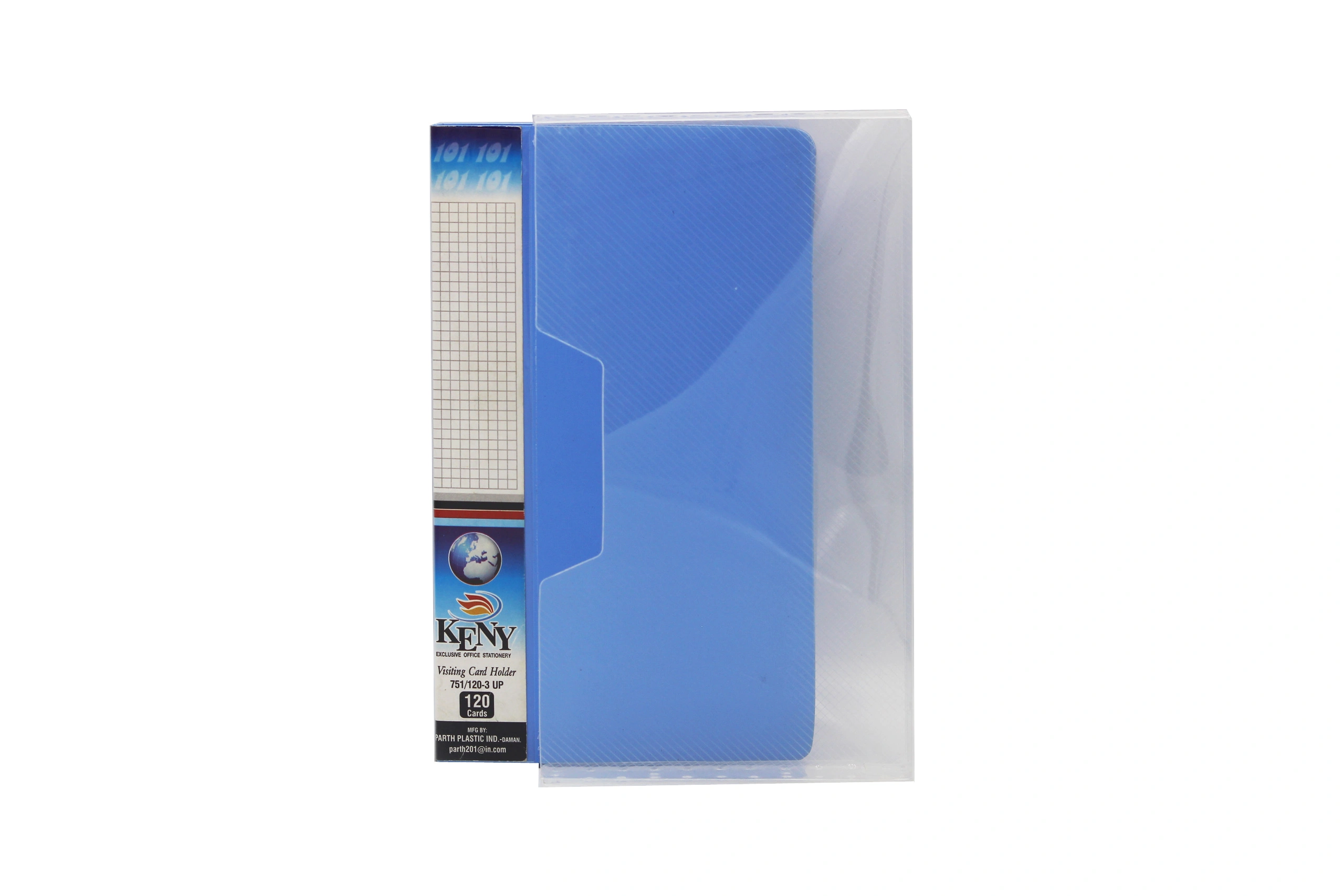 Keny Stationery Multipurpose Visiting Card Organizer Case | Large Capacity: 1 Folder of 240 Cards in a Box| Eco-Friendly Made from Recycled Plastic | Transparent Slots Holder | Ideal for Business &amp; Membership Cards | Slim &amp; Portable Book | (751/240B)-751240BBLUE