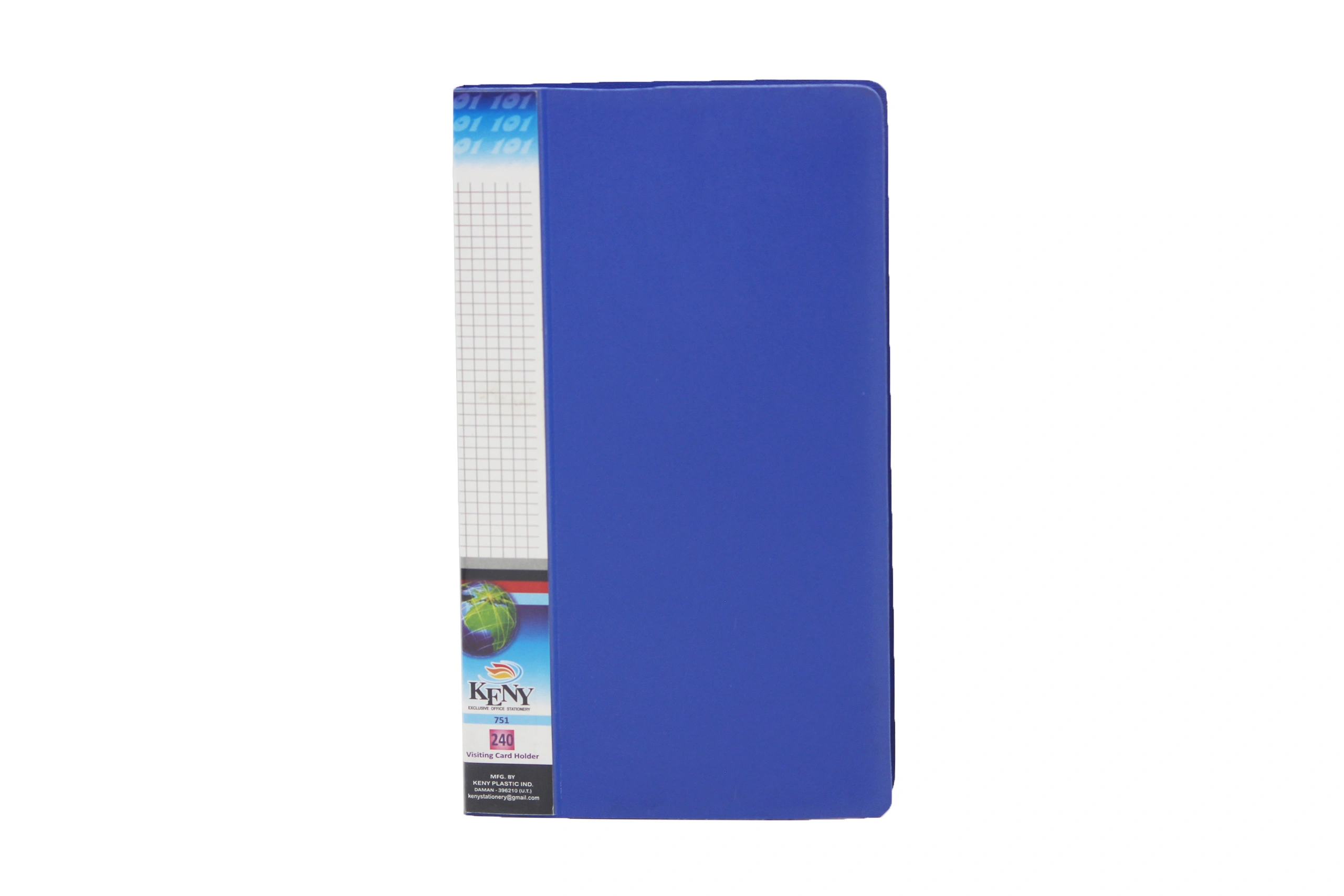 Keny Stationery Multipurpose Visiting Card Organizer Case | Large Capacity: 1 Folder of 480 Cards in a Box| Eco-Friendly Made from Recycled Plastic | Transparent Slots Holder | Ideal for Business &amp; Membership Cards | Slim &amp; Portable Book | (754/480B)-BLUE-480 Cards With Box-1