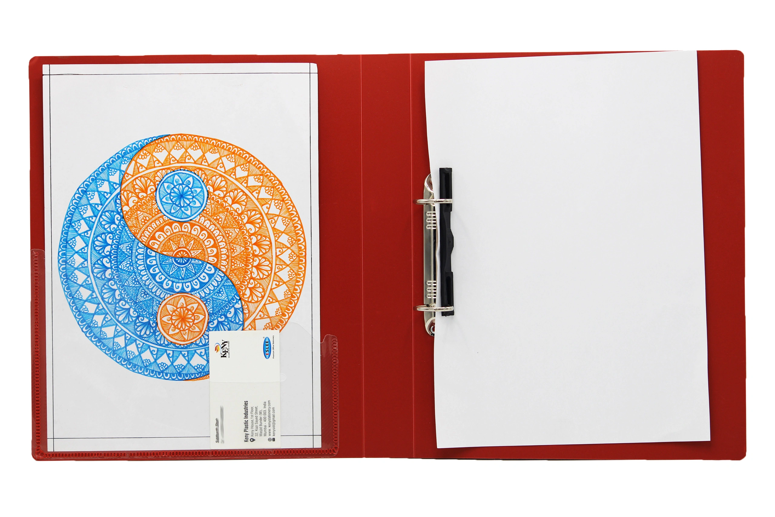 Keny Stationery 2D Ring Binder File | 2D shaped 25mm Rings | Best for A4 Size Paper | Durable Box File for Documents, Projects and Certificates | Eco-Friendly Made from Recycled Plastic | (824A42D)-RED-A4-2D Shaped With 25mm Rings-2