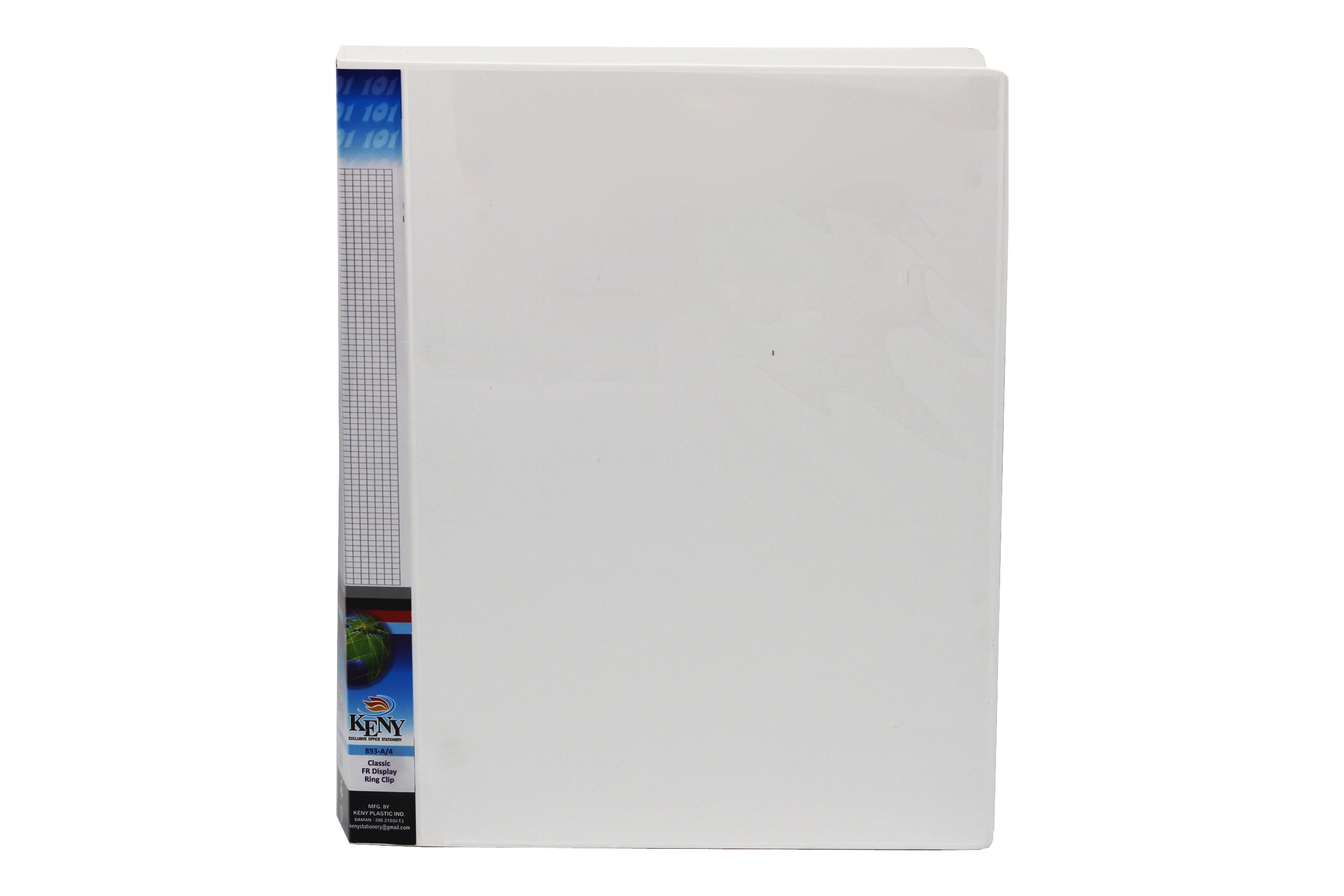 Keny Ring Binder | Front View Pocket File | Best for A4 Size Paper | 2D Shaped 25mm Rings | D Ring Clip | (893A-2D)-893A2DWHITE