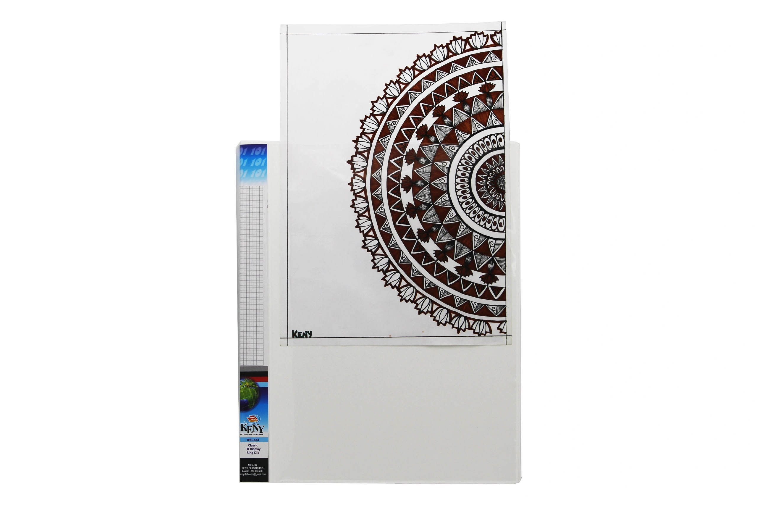 Keny Ring Binder | Front View Pocket File | Best for A4 Size Paper | 2D Shaped 25mm Rings | D Ring Clip | (893A-2D)-WHITE-A4-2D Shaped With  25mm Rings-4