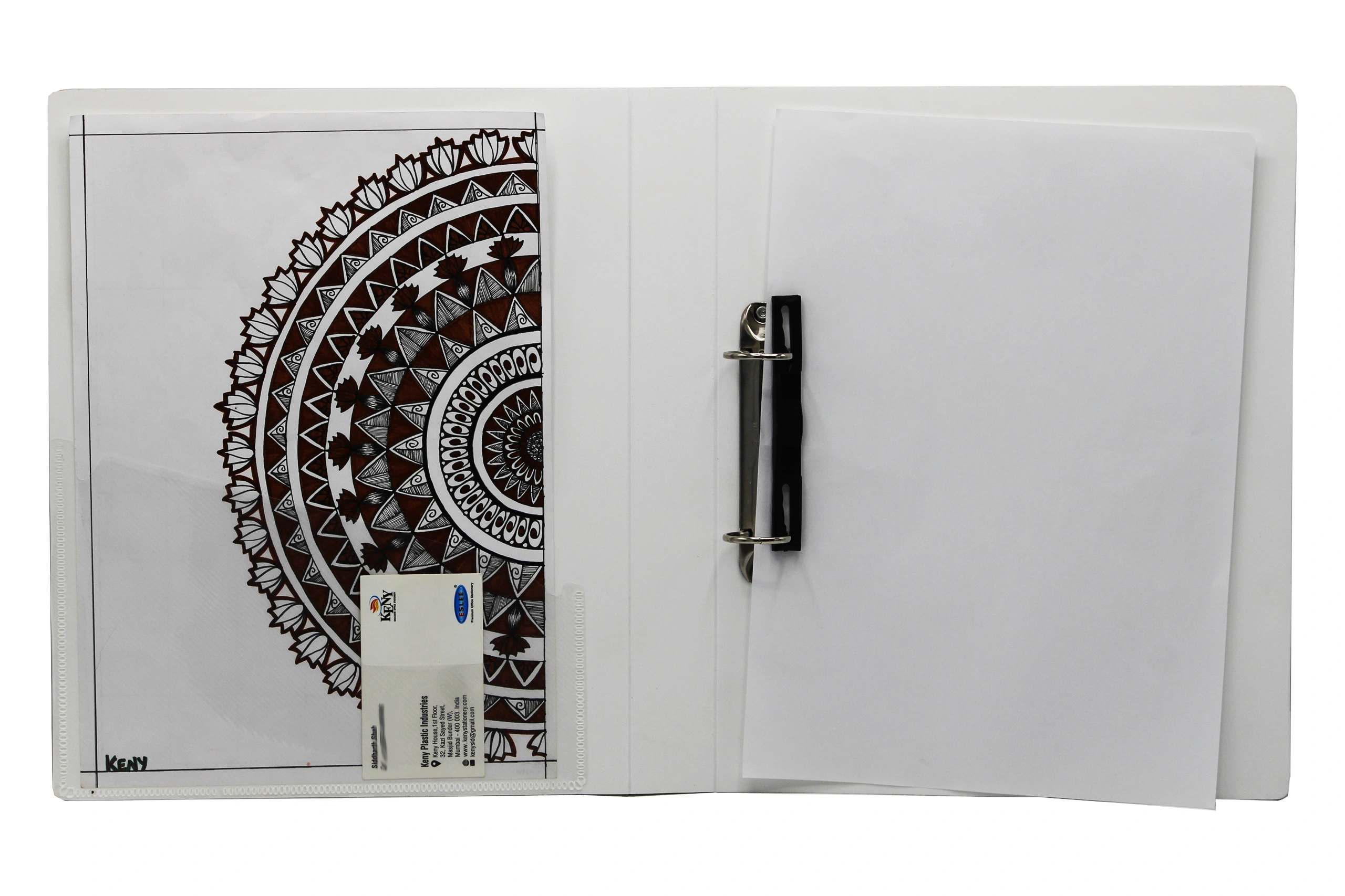 Keny Ring Binder | Front View Pocket File | Best for A4 Size Paper | 2D Shaped 25mm Rings | D Ring Clip | (893A-2D)-WHITE-A4-2D Shaped With  25mm Rings-2