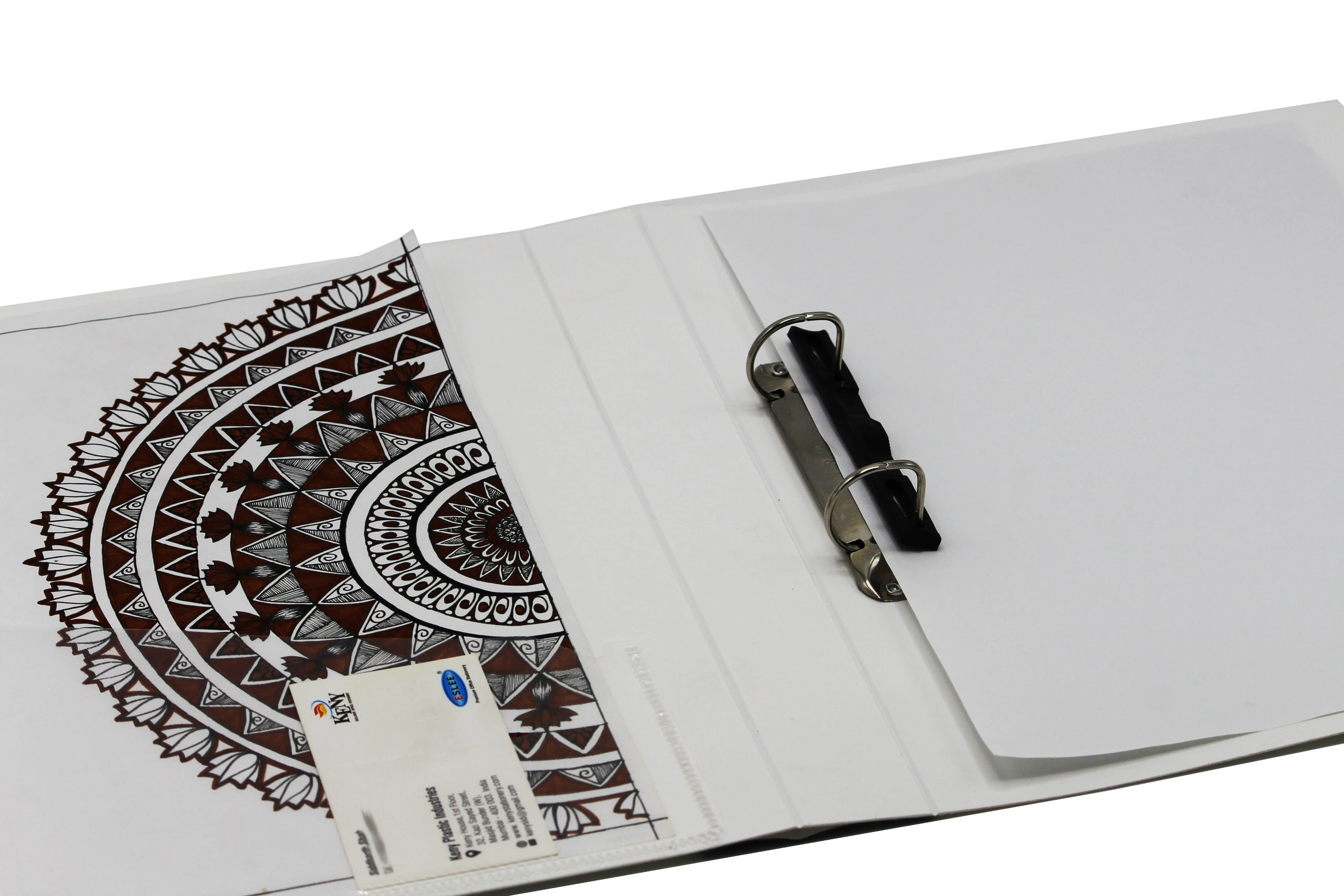 Keny Ring Binder | Front View Pocket File | Best for A4 Size Paper | 2D Shaped 25mm Rings | D Ring Clip | (893A-2D)-WHITE-A4-2D Shaped With  25mm Rings-8