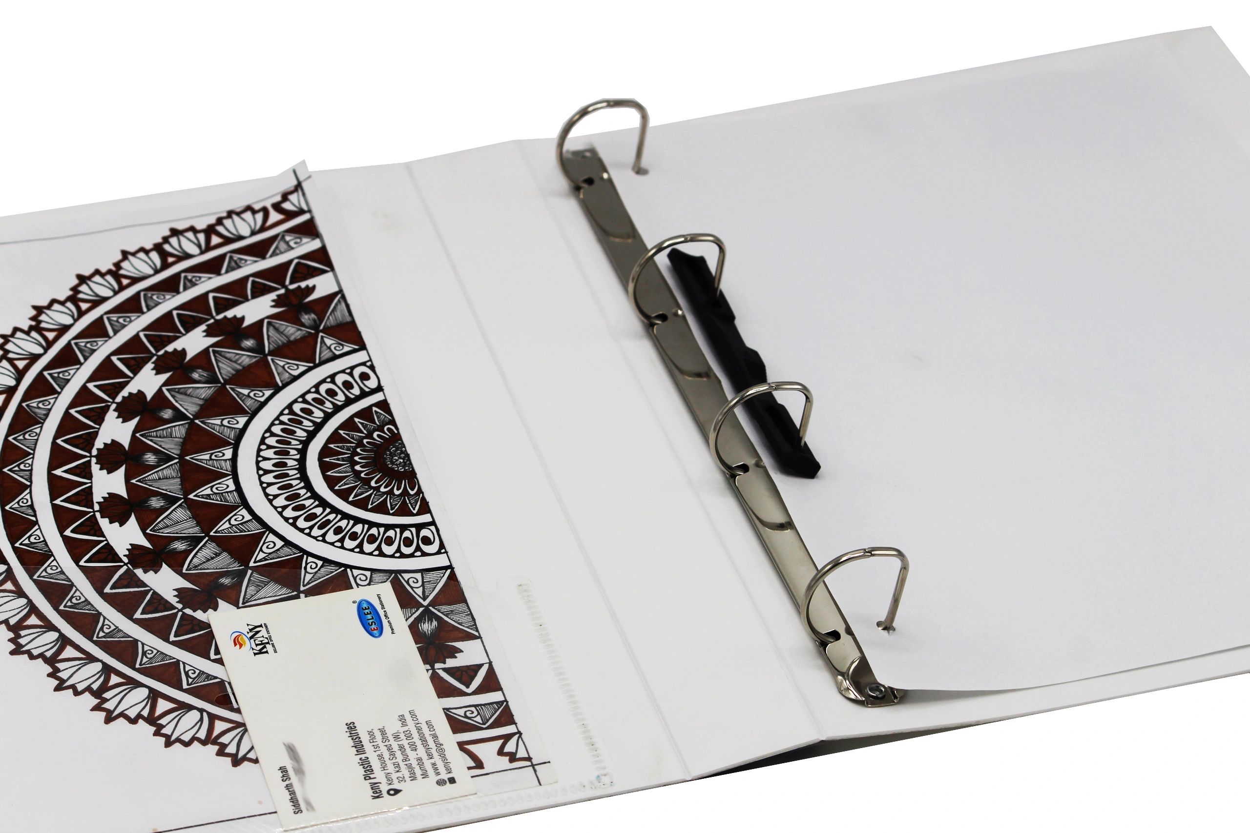 Keny Ring Binder | Front View Pocket File | Best for A4 Size Paper | 4D Shaped 25mm Rings | D Ring Clip | (893A-4D)-WHITE-A4-4D Shaped With 25mm Rings-4