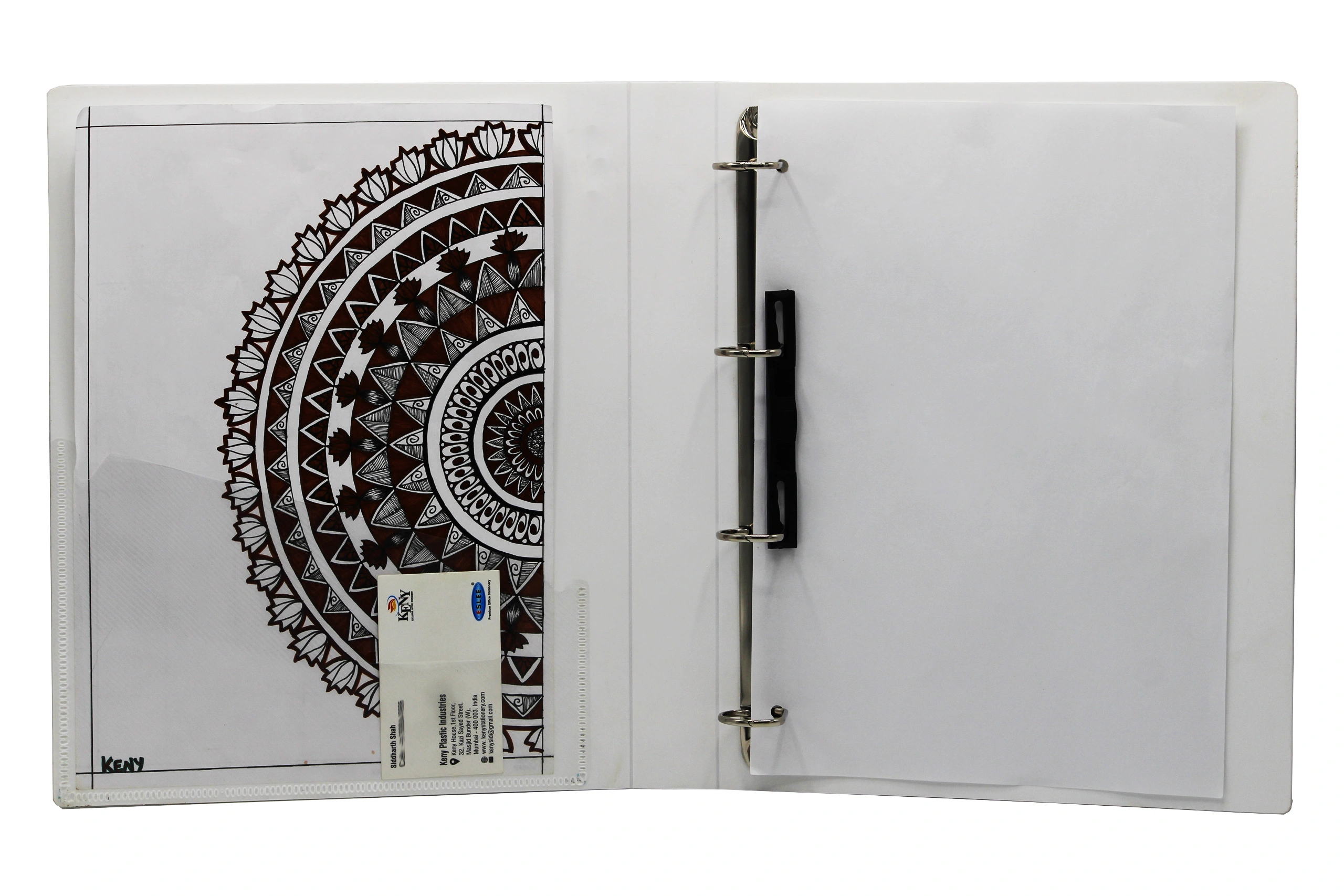 Keny Ring Binder | Front View Pocket File | Best for A4 Size Paper | 4D Shaped 25mm Rings | D Ring Clip | (893A-4D)-WHITE-A4-4D Shaped With 25mm Rings-2