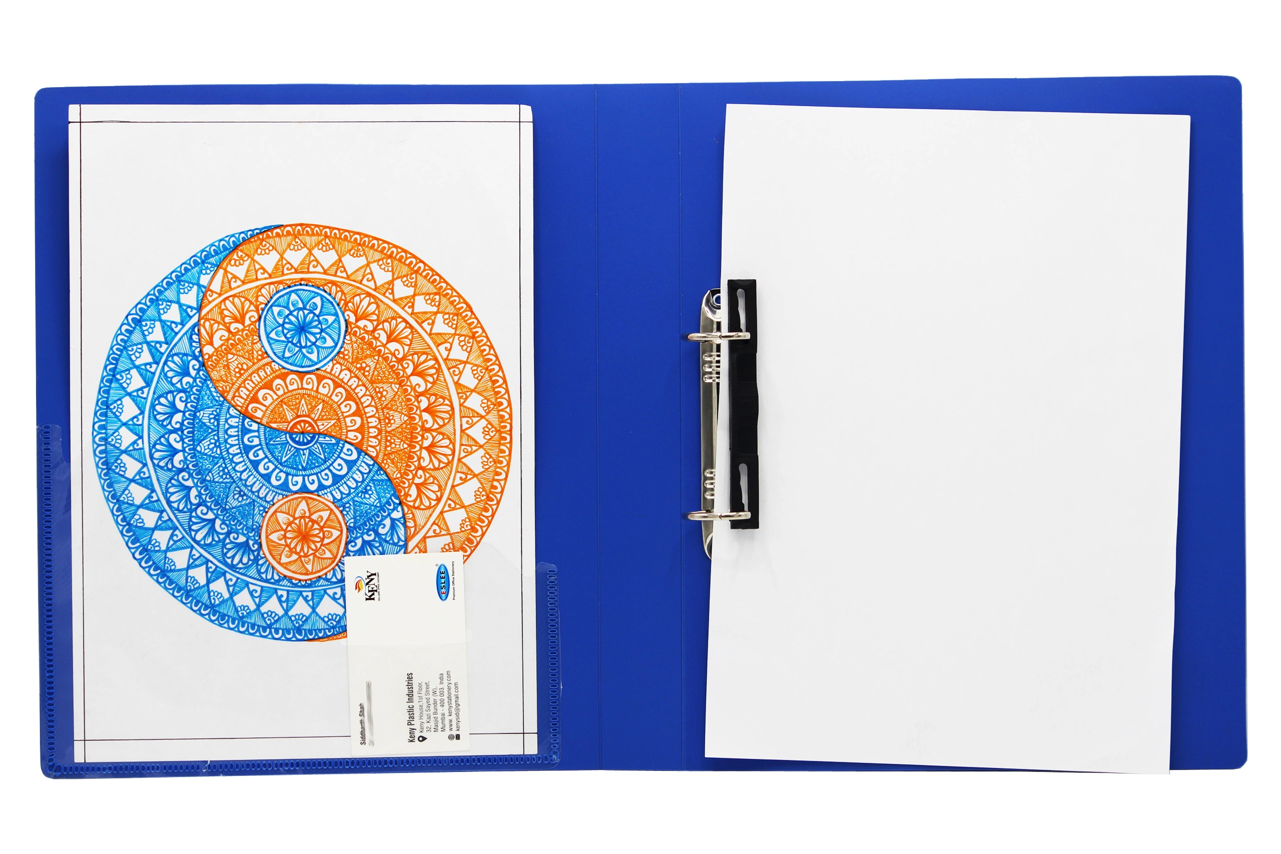 Keny Ring Binder | Best for FC/ FS / Foolscap / Legal Size Papers | 2D Shaped 25mm Rings | D Ring Clip | (894F-2D)-BLUE-FC-2D Shaped  With 25mm Rings-2