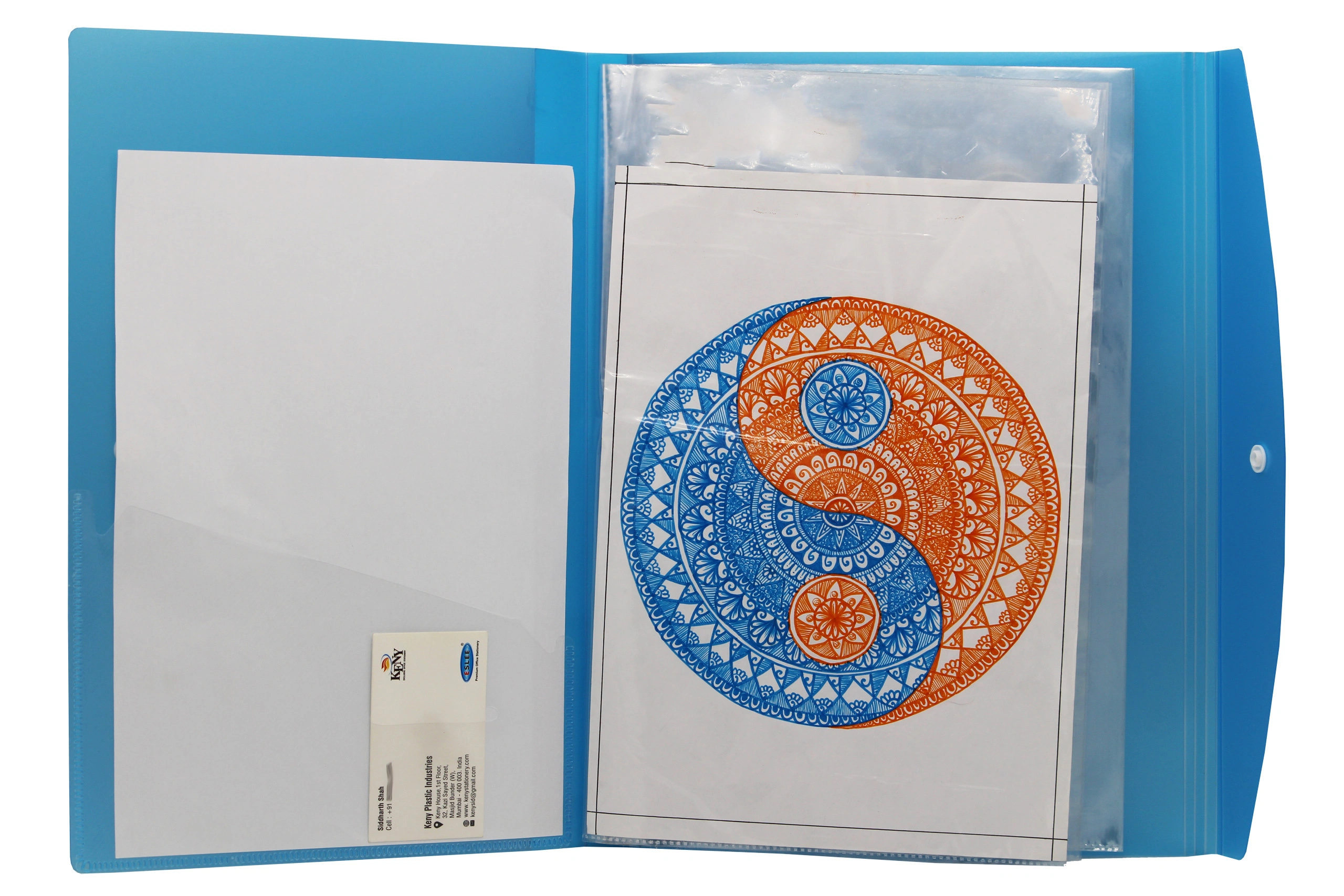 Eslee Multi-utility Clear Leaf Display File | 20 Leaves or Folders | Best for A4 Size Paper | Clear Book with Button Flap for Documents, Projects and Certificates | (ET112A420F)-20 Folders-A4-Blue-2